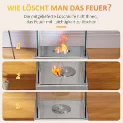 HOMCOM Ethanol-Kamin FeuerschaleEthanol-Brenner 0,4L 2 Std. Brenndauer 15m² Mit Feuerlöschdeckel Edelstahl Hartglas Silber 25 X 25 X 60 Cm 13 HOMCOM Ethanol-Kamin FeuerschaleEthanol-Brenner 0,4L 2 Std. Brenndauer 15m² Mit Feuerlöschdeckel Edelstahl Hartglas Silber 25 X 25 X 60 Cm -Garten- & Gewächshäuser Geschäft 727b1aa160d2a0df4699f93075ba31e6