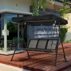 MCombo 3-Sitzer Hollywoodschaukel Gartenschaukel Gartenliege Schaukelbank 8007BK (Schwarz) -Garten- & Gewächshäuser Geschäft 72ed512ab261c8dd65873cc74dbfaf43