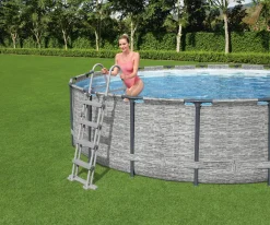 Bestway® Steel Pro MAX™ Aufstellpool Komplett-Set Mit Filterpumpe Ø 549 X 122 Cm, Steinwand-Optik (Cremegrau), Rund -Garten- & Gewächshäuser Geschäft 736d8978fc54cee0c3d255da6362c581