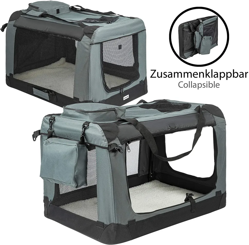 ONVAYA® Faltbare Transportbox Für Hunde & Katzen | XL | Faltbare Hundebox Oder Katzenbox Für Auto & Zuhause | Farbe Grau Schwarz 3 ONVAYA® Faltbare Transportbox Für Hunde & Katzen | XL | Faltbare Hundebox Oder Katzenbox Für Auto & Zuhause | Farbe Grau Schwarz – Bild 3