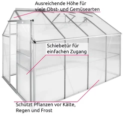 Tectake Gewächshaus Aus Aluminium Ohne Fundament - 250 X 185 X 195 Cm -Garten- & Gewächshäuser Geschäft 73d0f701513cf55c6bd5081419376a2b