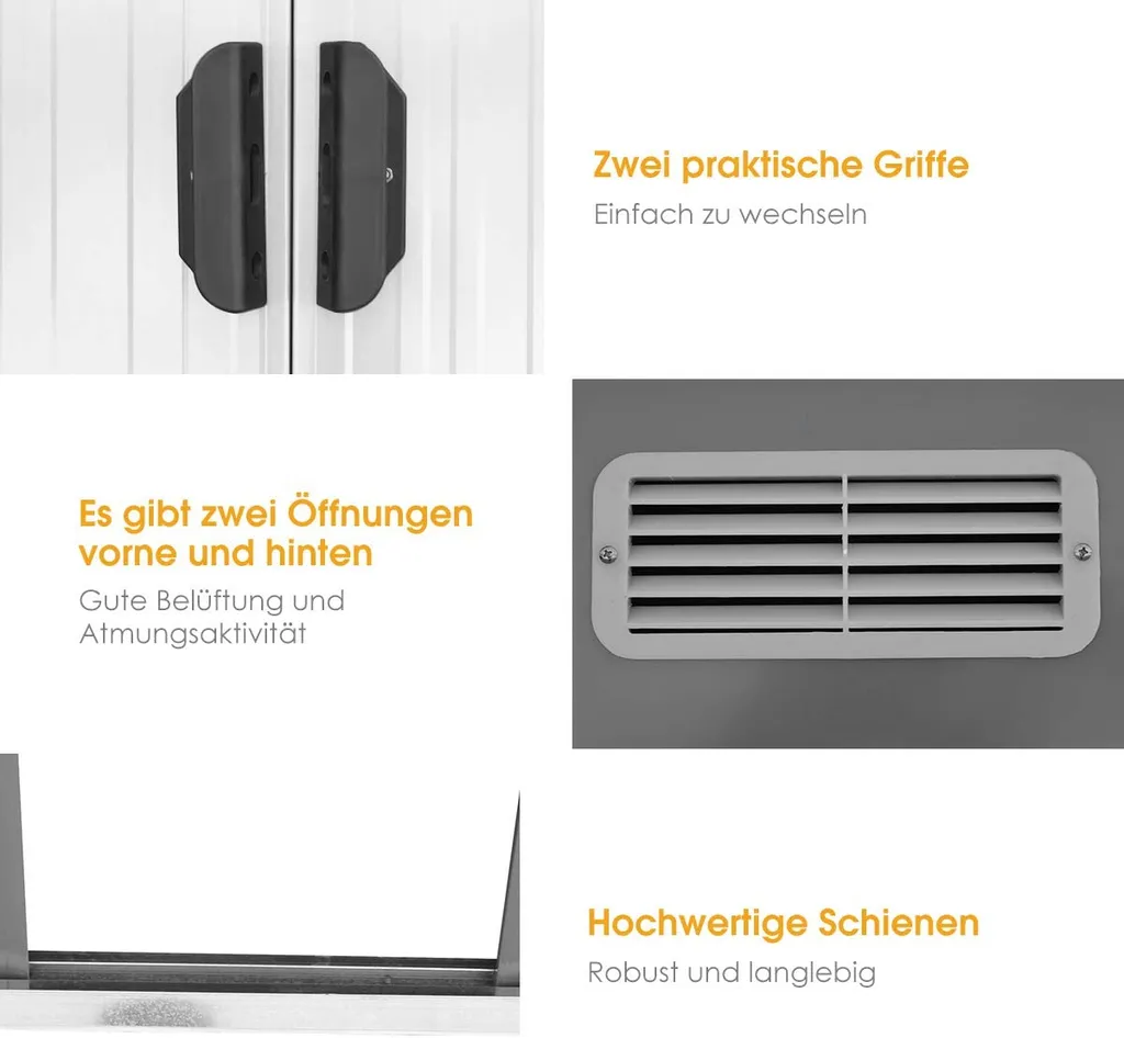 COSTWAY Gerätehaus Metall Gartenhaus 5m³ 238x131x181cm Mit 2 Schiebetüren Gartenhaus Geräteschuppen Für Outdoor & Garten 4 COSTWAY Gerätehaus Metall Gartenhaus 5m³ 238x131x181cm Mit 2 Schiebetüren Gartenhaus Geräteschuppen Für Outdoor & Garten – Bild 4