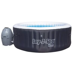 Bestway Whirlpool Lay-Z-Spa Miami | 4 Personen | 81 Massageluftdüsen | Automatisch Aufblasbar | 180x66 Cm | Schwarz/türkis | Abdeckung | Indoor Outdoor
