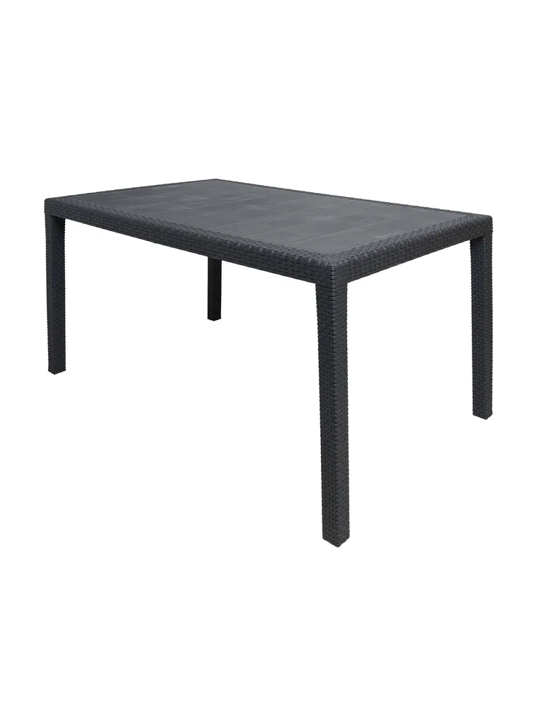 Dmora Rechteckiger Außentisch, Hartharzstruktur Mit Rattaneffekt, Italy, 150 X 90 X 72 Cm, Farbe Anthrazit 2 Dmora Rechteckiger Außentisch, Hartharzstruktur Mit Rattaneffekt, Italy, 150 X 90 X 72 Cm, Farbe Anthrazit – Bild 2