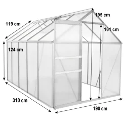 Zelsius Aluminium Gewächshaus, 310 X 190 Cm, 6 Mm Platten, Ca. 5,90 M² -Garten- & Gewächshäuser Geschäft 7429359dbca6e442011fe751f5727f74