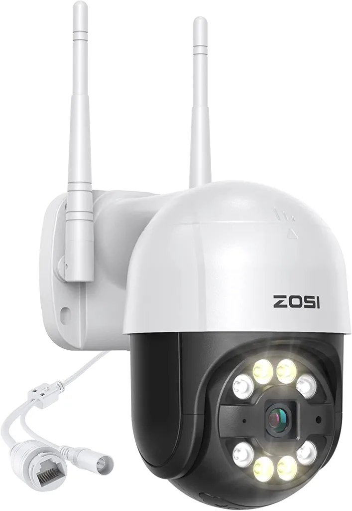 ZOSI 1080P Außen WLAN PTZ Dome Überwachungskamera, 2 Wege Audio, Personenerkennung, Spotlight Alarm, Farbnachtsicht 1 ZOSI 1080P Außen WLAN PTZ Dome Überwachungskamera, 2 Wege Audio, Personenerkennung, Spotlight Alarm, Farbnachtsicht