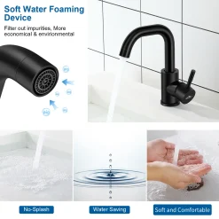 Auralum Badarmatur 360° Drehbar Waschtischarmatur Mit Ablaufgarnitur, Wasserhahn Bad Mit Pop Up, Schwarz -Garten- & Gewächshäuser Geschäft 748159d969259b1f325d6430ac4f0a34