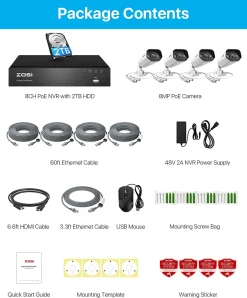 ZOSI 4K POE Überwachungskamera System Mit 8CH 2TB HDD NVR Und 4X 8MP Outdoor PoE IP Kamera, Personenerkennung, Weißlicht, C182 -Garten- & Gewächshäuser Geschäft 74aabddb589ba8cd44470e975760c46e
