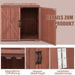 COSTWAY Gartenschrank Holz, Lagerschrank Garten, Holzschrank Mit Doppeltüren Und Griffen, Geräteschrank Gerätehaus Geräteschuppen, Schuppen Schrank, Werkzeugschrank Braun, 77 X 56 X 72 Cm -Garten- & Gewächshäuser Geschäft 74cc573210ac5144fdd808d83b60653c