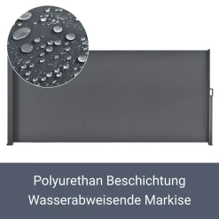 Juskys Seitenmarkise Dubai 500 X 200 Cm Ausziehbar Blickdicht, Sichtschutz Windschutz Für Balkon & Terrasse, Seitenrollo Wandhalterung - Anthrazit -Garten- & Gewächshäuser Geschäft 74f11ec4de6844a8acddae8ff37a0647