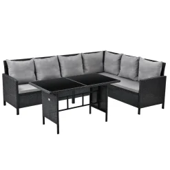 SVITA MADISON Polyrattan Lounge Gartenmöbel Rattan Set In Schwarz