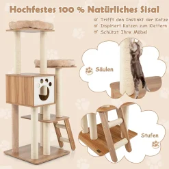 COSTWAY 157cm Katzenbaum 5-stöckig, Katzenkratzbaum Mit Höhle & 2 Matten & Rampe & Kratzsäulen, Mehrschichtiger Kratzbaum Holz, Katzenmöbel Katzen Spielhaus, Aktivitätsbaum Beige 9 COSTWAY 157cm Katzenbaum 5-stöckig, Katzenkratzbaum Mit Höhle & 2 Matten & Rampe & Kratzsäulen, Mehrschichtiger Kratzbaum Holz, Katzenmöbel Katzen Spielhaus, Aktivitätsbaum Beige -Garten- & Gewächshäuser Geschäft 75177e78da4e0796e0adca0f15202f4c