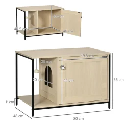 PawHut Katzenschrank Für Katzentoilette, Katzenhaus Mit Magnetischer Tür, Katzenklo, Katzenhöhle Mit Spielball, Beistelltisch, Erhöhtes Design, Eiche, 80 X 48 X 55 Cm -Garten- & Gewächshäuser Geschäft 7565300042d835944ac366ad9b8c7f80