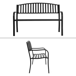 ProGarden Gartenbank Metall 127x50x85 Cm Schwarz -Garten- & Gewächshäuser Geschäft 75702bc89d277a274e260b14d964565e