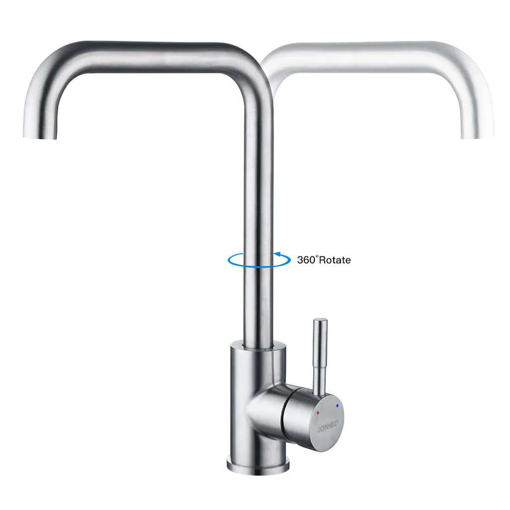 Lonheo Niederdruck Küche Wasserhahn, 360° Küchenarmatur, Mischbatterie, Spültischarmatur Für Durchlauferhitzer, Mit 3 Anschlussschläuchen 3 Lonheo Niederdruck Küche Wasserhahn, 360° Küchenarmatur, Mischbatterie, Spültischarmatur Für Durchlauferhitzer, Mit 3 Anschlussschläuchen – Bild 3