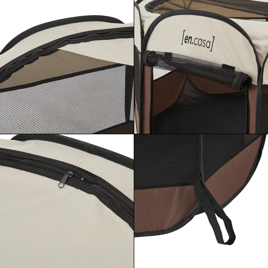 En.casa Hundelaufstall Telford 58 X 114 X 114 Cm Tierlaufstall Für Innen- Und Außenbereich Welpenlaufstall Hundehütte Braun / Cremefarben 6 En.casa Hundelaufstall Telford 58 X 114 X 114 Cm Tierlaufstall Für Innen- Und Außenbereich Welpenlaufstall Hundehütte Braun / Cremefarben – Bild 6