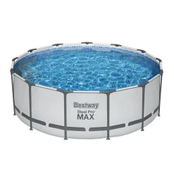 Bestway® Steel Pro MAX™ Frame Pool Komplett-Set Mit Filterpumpe Ø 396 X 122 Cm, Lichtgrau, Rund