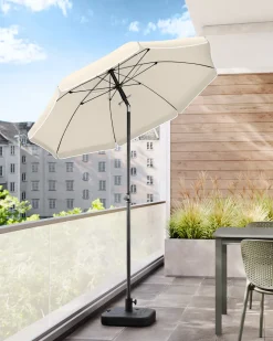 SONGMICS Sonnenschirm 160 Cm, Sonnenschutz UPF 50+, Beidseitig Um 30° Knickbar, Höhenverstellbar, Mit Tragetasche, Ohne Ständer, Beige GPU60WTV1