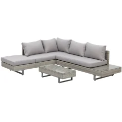 Outsunny 3-tlg. Luxus Polyrattan Gartengarnitur Gartenmöbel Garten-Set Sitzgruppe Loungeset Loungemöbel Inkl. Ablagen Und Beistelltisch Sitzkissen Grau