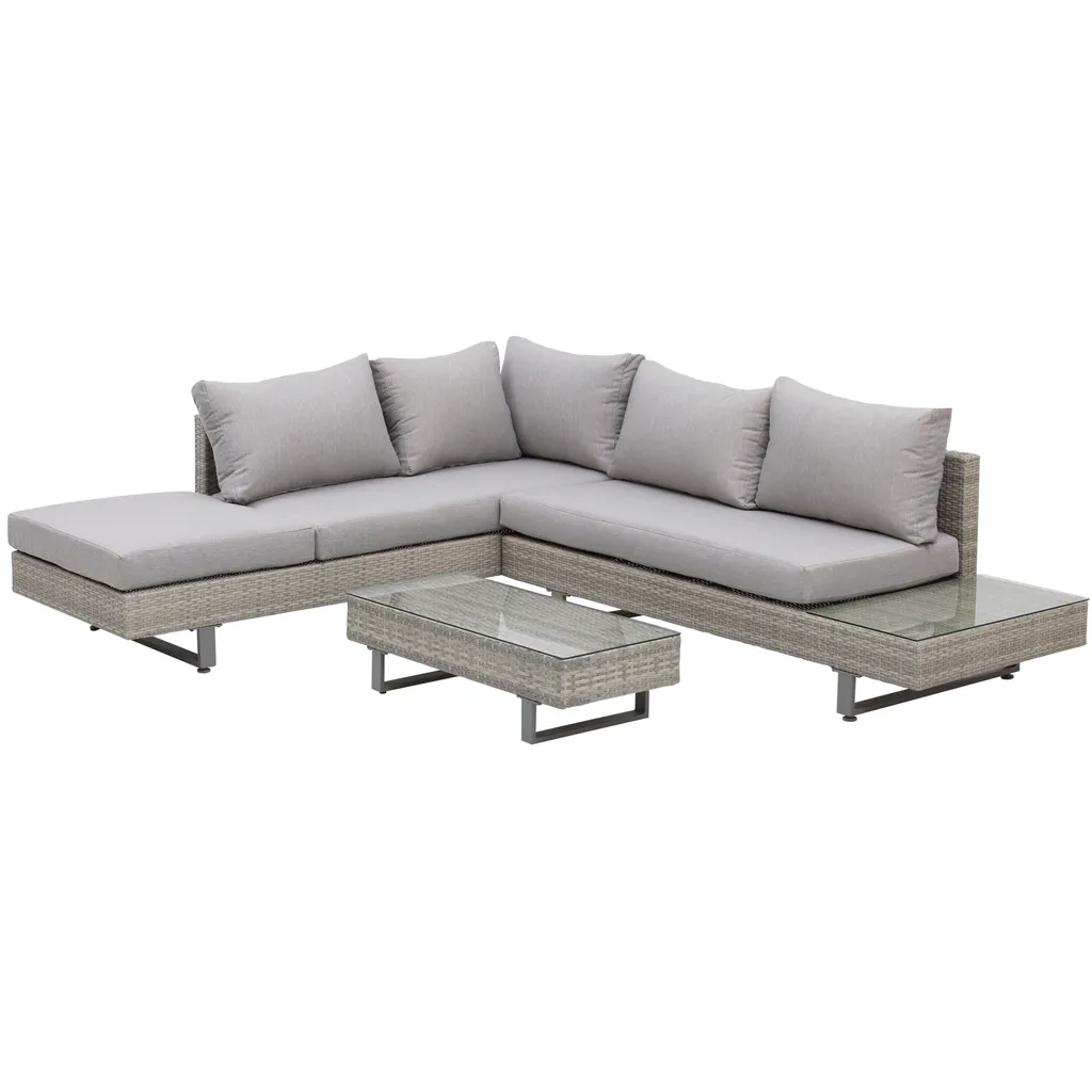 Outsunny 3-tlg. Luxus Polyrattan Gartengarnitur Gartenmöbel Garten-Set Sitzgruppe Loungeset Loungemöbel Inkl. Ablagen Und Beistelltisch Sitzkissen Grau 1 Outsunny 3-tlg. Luxus Polyrattan Gartengarnitur Gartenmöbel Garten-Set Sitzgruppe Loungeset Loungemöbel Inkl. Ablagen Und Beistelltisch Sitzkissen Grau