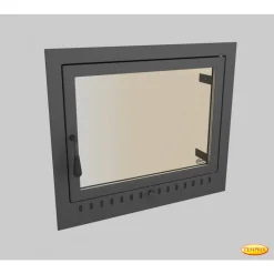 Temprix Ofentür & Kamintür Mit Glas | '545 X 345mm Kamintür Wollin, Griff Rechts | Backofentür Holzofentür Kachelofentür Pizzaofentür Räucherofen Tür Steinbackofentür Brotofen