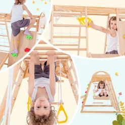 AnseeDirect 7in1 Klettergerüst Indoor, Outdoor Kletterwand Mit Schaukel Kletterleiter Rutsche Klettersteig Ein Netz Zum Klettern Ringe, Multifunktion Klettergerüste Für Kinder Ab 3 Jahre -Garten- & Gewächshäuser Geschäft 75ffb130cdcdeab39003277f20bcf12e 1