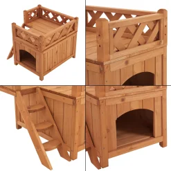 En.casa Katzenhaus Pürstein Mit 2 Etagen 46x51x50 Cm Katzenhütte Mit Treppe Holzhaus Für Katzen Und Kleine Hunde Katzenmöbel Lodge Für Innen- Und Außenbereich Holz Natur -Garten- & Gewächshäuser Geschäft 76215bf00ddcdf7052b4c4379fc05105