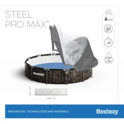 Bestway® Steel Pro MAX™ Frame Pool Set Mit Filterpumpe + Verdeck Ø 366 X 122 Cm, Lichtgrau, Rund -Garten- & Gewächshäuser Geschäft 764dbe59e2d604168c2f7edfd2fd8007