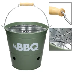 ECD Germany Grilleimer Ø 25cm Mit Grillrost Und Tragegriff, Eimergrill Aus Edelstahl In Matt Grün, Minigrill Mit Belüftung, Campinggrill Holzkohlegrill BBQ Grill Picknickgrill Grillkübel Feuerkübel -Garten- & Gewächshäuser Geschäft 766c9cd9f0bcae741fc7c65507d01c3b