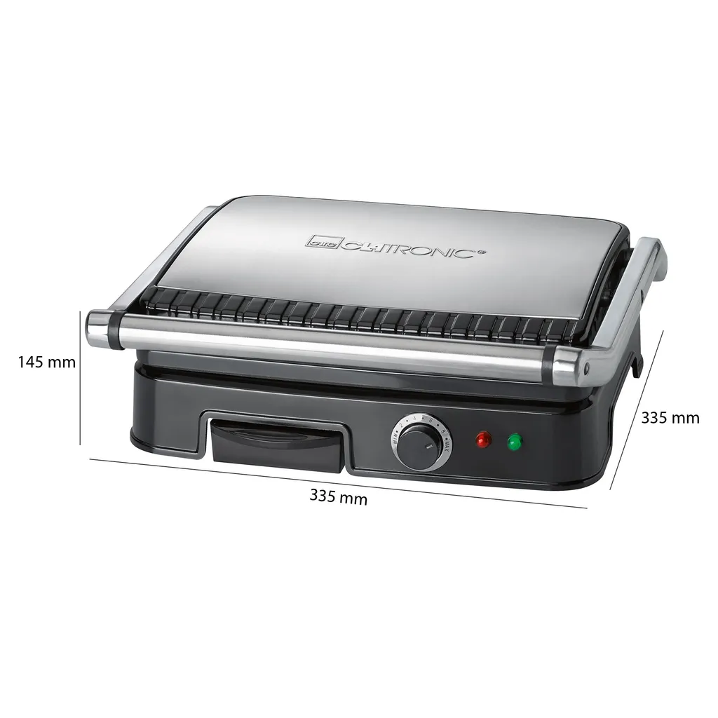 Clatronic KG 3487 Kontaktgrill Für Beidseitiges, Fettfreies Grillen, Antihaftbeschichtete Grillplatten, Edelstahlgehäuse, Silber 7 Clatronic KG 3487 Kontaktgrill Für Beidseitiges, Fettfreies Grillen, Antihaftbeschichtete Grillplatten, Edelstahlgehäuse, Silber – Bild 7