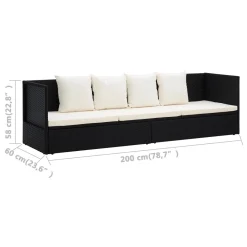 VidaXL Garten-Sofabett Mit Kissen Poly Rattan Schwarz -Garten- & Gewächshäuser Geschäft 767d710d79ea2ad46fe6a30d7f9df23f