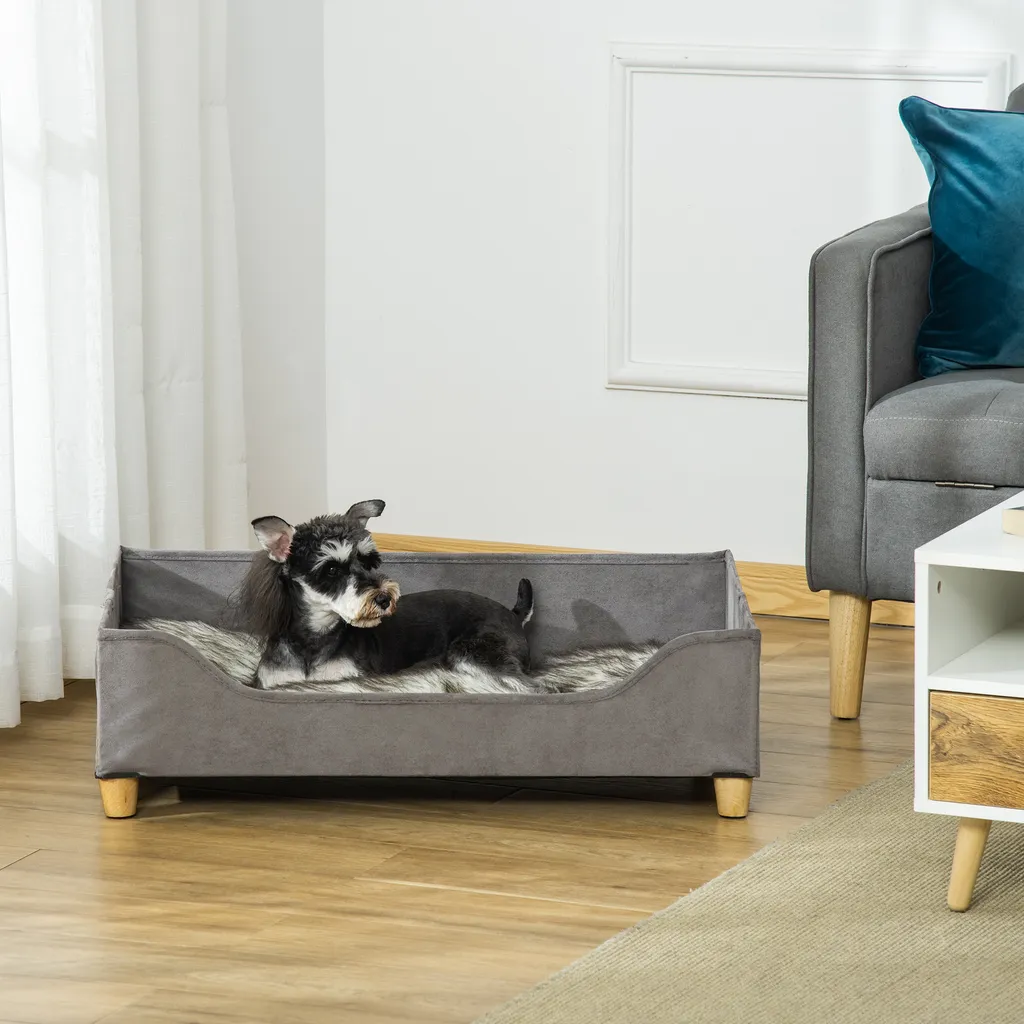 PawHut Haustiersofa Katzensofa Hundematte Hundecouch Hundebett Mit Kissen Indoor Modernes Sofa Für Kleine Hunde Weich Gepolstert Waschbarer Bezug Kiefernholz Grau 81 X 56 X 23,5 Cm 2 PawHut Haustiersofa Katzensofa Hundematte Hundecouch Hundebett Mit Kissen Indoor Modernes Sofa Für Kleine Hunde Weich Gepolstert Waschbarer Bezug Kiefernholz Grau 81 X 56 X 23,5 Cm – Bild 2