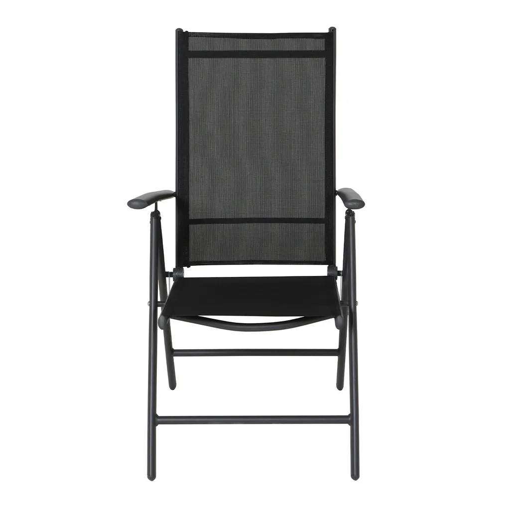 SVITA Gartenstühle Hochlehner Klappbar Campingstuhl Klappsessel 2er Set Metall Schwarz 3 SVITA Gartenstühle Hochlehner Klappbar Campingstuhl Klappsessel 2er Set Metall Schwarz – Bild 3