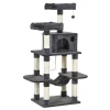 Pawhut Katzenbaum Luxus Mit Hängematte Katzenhaus Kletterbaum Mit Hängematte Und Katzenhaus Katzenspielturm Dunkelgrau 60 X 48 X 144 Cm