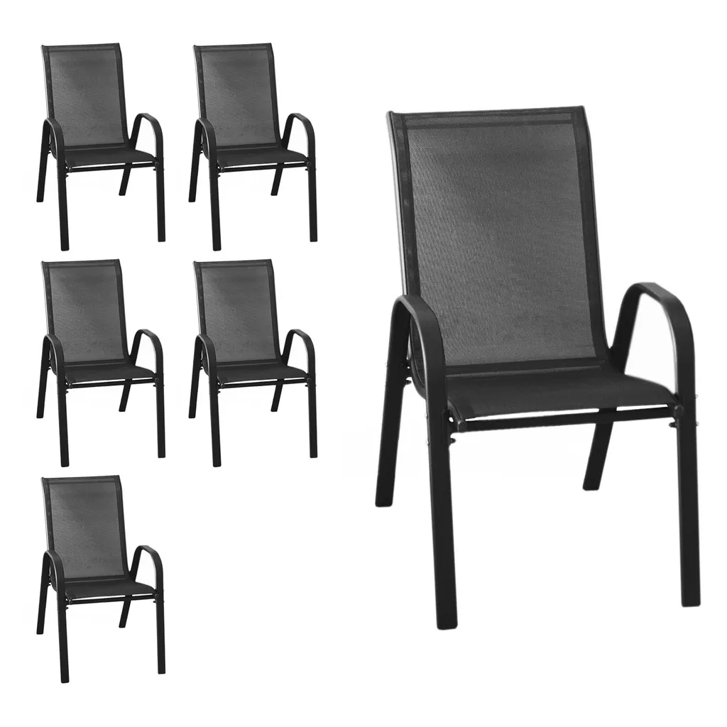 Wohaga 6er Set Stapelstuhl 'New York' Mit Textilenbespannung Schwarz/Schwarz 1 Wohaga 6er Set Stapelstuhl 'New York' Mit Textilenbespannung Schwarz/Schwarz
