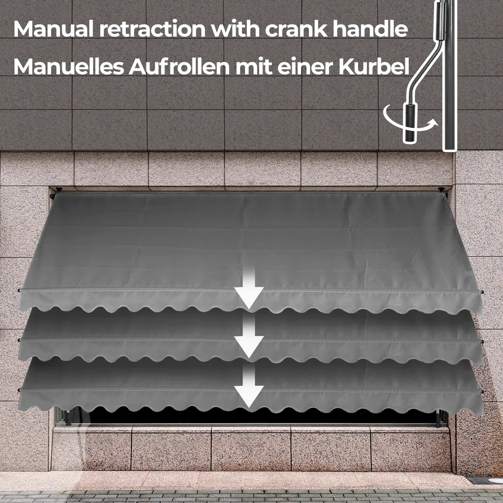 FF Europe Jago® Klemmmarkise - 300/350/400x80cm, Höhenverstellbar, Kurbel, Wasserabweisend, UV-Schutz, Terrasse, Sonnenschutz, Farbwahl - Balkon, Sonnenmarkise, Terrassenmarkise (350 X 80 Cm, Anthrazit) 4 FF Europe Jago® Klemmmarkise - 300/350/400x80cm, Höhenverstellbar, Kurbel, Wasserabweisend, UV-Schutz, Terrasse, Sonnenschutz, Farbwahl - Balkon, Sonnenmarkise, Terrassenmarkise (350 X 80 Cm, Anthrazit) – Bild 4