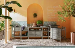 Dehner Doppelschrank Southhampton, 90 X 100 X 50 Cm, FSC® Akazienholz/Granit, Hellgrau -Garten- & Gewächshäuser Geschäft 772489a59ff286d4b2d1e282803bc66a