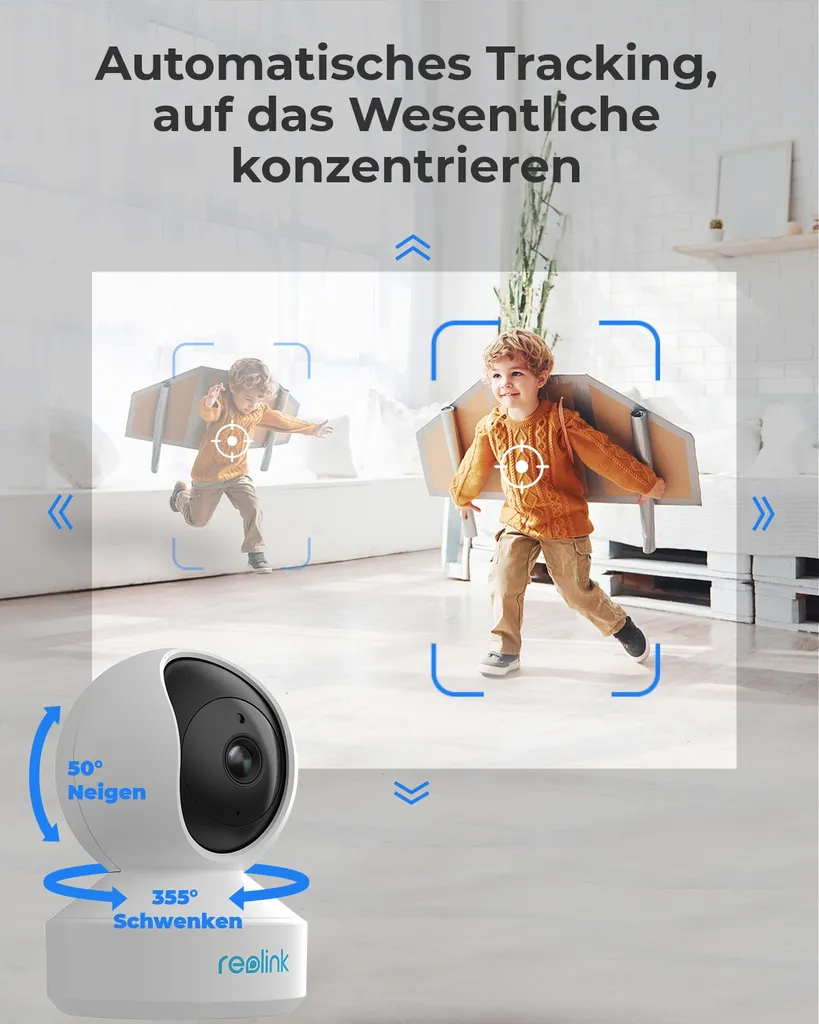 Reolink 4MP PT Indoor Überwachungskamera Innen, 355° Schwenk- / 50° Neigung, Automatische Verfolgung, 2,4Ghz Und 5Ghz WLAN IP Kamera, 2-Wege-Audio, Home Und Baby Monitor Mit Bewegungserkennung, Personen Und Haustiere Erkennen, E1 Pro 8 Reolink 4MP PT Indoor Überwachungskamera Innen, 355° Schwenk- / 50° Neigung, Automatische Verfolgung, 2,4Ghz Und 5Ghz WLAN IP Kamera, 2-Wege-Audio, Home Und Baby Monitor Mit Bewegungserkennung, Personen Und Haustiere Erkennen, E1 Pro – Bild 8