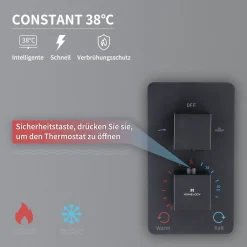 Aihom Thermostat Unterputz Duschsystem Schwarz Regendusche Duschset Duscharmatur Badezimmer Kopfbrause Handbrause Mit Messing Thermostat 38℃ Duschset Unterputz, Schwarz -Garten- & Gewächshäuser Geschäft 7742208df0345aef82559509046b1928