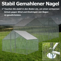 YARDIN Hühnerstall 3 X 4 X 2 M Hühnerhaus Kleintierstall Freilaufgehege Kleintiergehege Voliere Freigehege Hühnerkäfig Geflügelstall Verzinkter Stahlrahmen Mit Dach -Garten- & Gewächshäuser Geschäft 774be9c529863844d7be5ffe9357a341