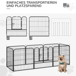 PawHut Welpenauslauf Freigehege Laufstall Für Haustier Laufgitter Laufstall Hundegehege Individuell Gestaltbare Form Mit Tür Metall 79 X 79 Cm Schwarz -Garten- & Gewächshäuser Geschäft 779f7c8d91313ee38896ecb78a5602c3