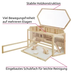 Tectake Hamsterkäfig Aus Holz 115x60x58cm - Braun -Garten- & Gewächshäuser Geschäft 77b0b378425dae78ec29055ca311a0d3