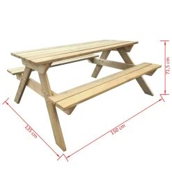 VidaXL Picknicktisch 150x135x71,5 Cm Holz -Garten- & Gewächshäuser Geschäft 77b37959aaf71c45b9bff9f0cc3de20a