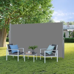 SONGMICS Alu-Seitenmarkise, Ausziehbar, 200 X 350 Cm, Aus Polyester (280 G/m²), Markise, Sichtschutz, Sonnenschutz, Blickdicht, Seitenrollo, Für Balkon, Terrasse, Garten, Grau GSA205G01 -Garten- & Gewächshäuser Geschäft 77b8e51290bec8cbbcddde7377e64f7e