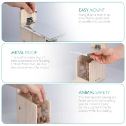 Navaris Eichhörnchen Futterhaus Wetterfest Aus Holz Und Metall - Futterkasten Futterautomat Für Garten Balkon - Futterstation Mit Prellschutz -Garten- & Gewächshäuser Geschäft 77c305a93d5bc677fb52cf9e86a9f009
