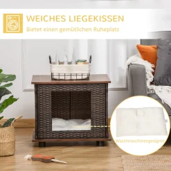 PawHut Rattan Hundehütte Hundehaus Mit Kissen Hundehöhle Hundematratze Haustierbett Für Drinnen Und Draußen Spanplatte Braun 60 X 44 X 51,5 Cm 14 PawHut Rattan Hundehütte Hundehaus Mit Kissen Hundehöhle Hundematratze Haustierbett Für Drinnen Und Draußen Spanplatte Braun 60 X 44 X 51,5 Cm -Garten- & Gewächshäuser Geschäft 77f53b2150c00d1610ed17946dd72d07