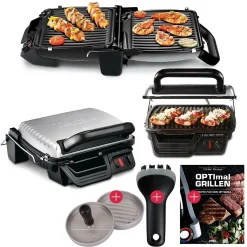 Tefal 3in1 Kontaktgrill Plus Hamburgerpresse + Reinigungsbürste + Rezeptheft 2000W GC3060