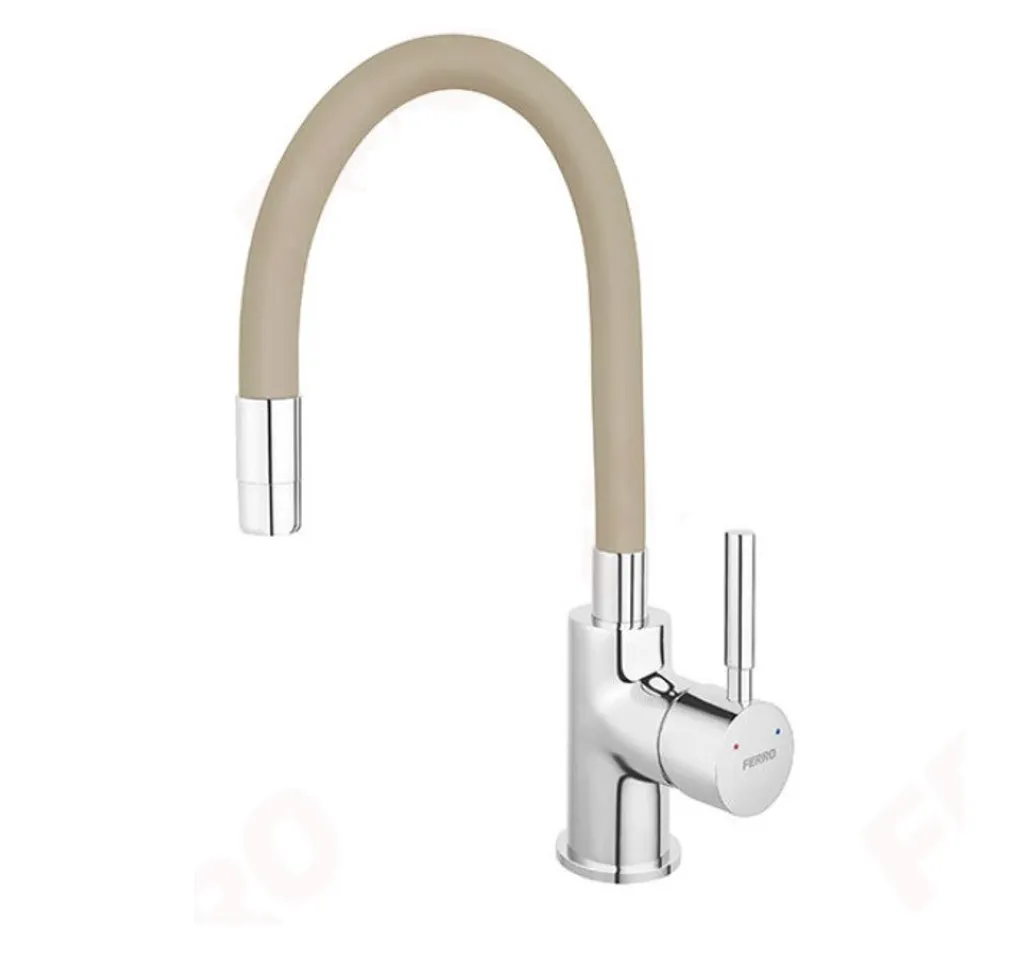 Ferro Spültischarmatur Beige Flexibel Einhebelmischer Wasserhahn Messing Mischbatterie Spiralfederarmatur 2 Ferro Spültischarmatur Beige Flexibel Einhebelmischer Wasserhahn Messing Mischbatterie Spiralfederarmatur – Bild 2