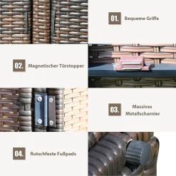 COSTWAY Auflagenbox Rattan 335L Stauraum, Kissenbox Mit Doppeltüren & Ablage, Truhenbank Sitzbank Für Terrasse Garten Balkon 115x60x65cm (Braun) -Garten- & Gewächshäuser Geschäft 788c8c42d31d5a143c9ad0e11fe20fd2