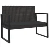 VidaXL Gartenbank Mit Kissen Schwarz 106 Cm Poly Rattan